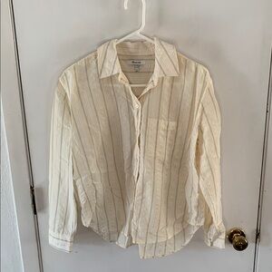 Madewell cream striped long sleeve button down shirt Size Medium